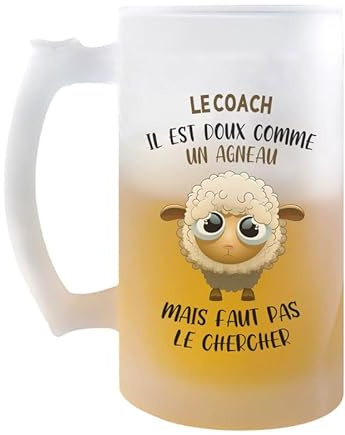 Planetee Chope Le coach Doux comme un Agneau | Verre à bière Pinte Métier Collègue Cadeau Travail Boulot Départ Retraite