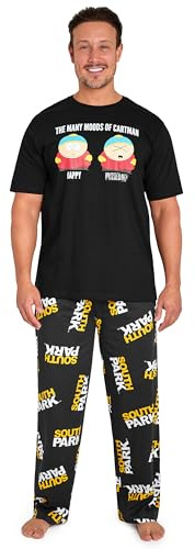 South Park pyjamas för tonåringar män t-shirt långa byxor pyjamas set roliga myskläder presenter, Svart gul, L