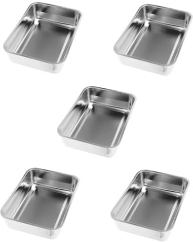 5 Pièces ustensiles de cuisson plat four plaque four des casseroles moules à pâtisserie Poêle à frire plat à rôtir pour fours Acier inoxydable assiette carrée assiette de poisson