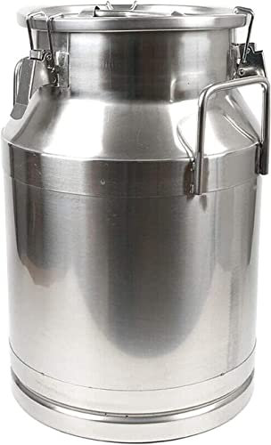 Bidon À Lait En Acier Inoxydable 304, Pichet À Lait Robuste, Seau À Vin, Pot À Lait, Fourre-Tout, Bouteille De Lait, Baril D'Huile, Boîte À Thé, Joint En Silicone Avec Poignée De Transport (20 L)