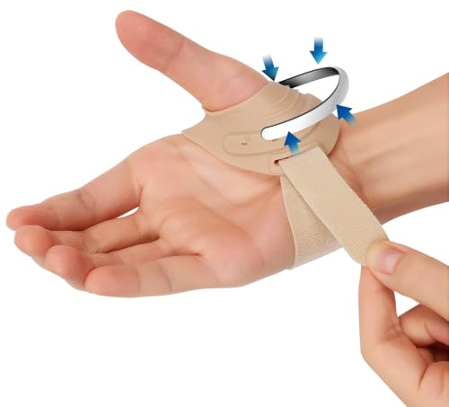 FORTEMOTUS CMC Thumb Brace, Thumb CMC Joint Support Stabilizer for Pain Relief, Tendonitis, Instability, Lightweight & Adjustable Thumb Support Brace for Men and Women, Wheat, Right Hand
