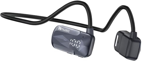 Hmusic Open-Ear Kopfhörer, LED-Anzeige, 15 Std. Spielzeit, IPX5 wasserdicht | Bluetooth 5.4 kabellose Ohrhörer mit ENC Mic, fester Halt Offene Ohr-Kopfhörer für Sport, Laufen, Wandern, Radfahren, Fitness