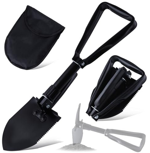 LEONTOOL Military Folding Shovel - Portable Lightweight Camping Multitool, Carbon Steel Tool for Outdoor Survival, Snow Removal, Car Emergency, Hiking, Backpacking, Gardening
