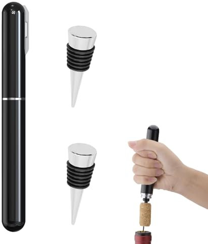 FBBULES 3 PCS Druckluft Korkenzieher Set, Luftdruck Weinöffner mit Folienschneider, 2 Wiederverwendbare Weinflaschenverschluss, Wein Luftpumpe Flaschenöffner, Tragbar Manueller Korkenziehers