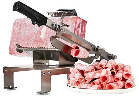 HSSMEUR Meat Slicer for Home Or Commercial Use,Manual Frozen Meat Cutter,Household and Commercial Hot Pot Stainless Steel Slicer