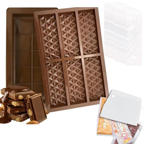 MEISO 2 Pezzi Stampi in Silicone per Cioccolato, Stampo Antiaderente per Cioccolatini, Cialde, Biscotti, Gelatine, Fudge (C)