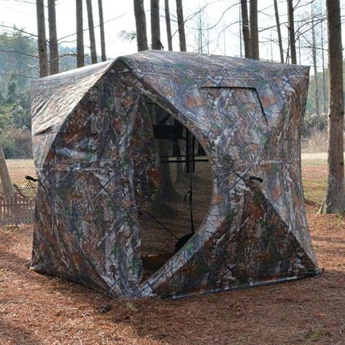 SSLW Pop-Up-Jagdrollo Für 2–3 Personen, Durchsichtiges Tarn-Bodenzelt Für Die Hirsch- Und Truthahnjagd, Tragbare, Langlebige Bodenjalousien Mit Tragetasche