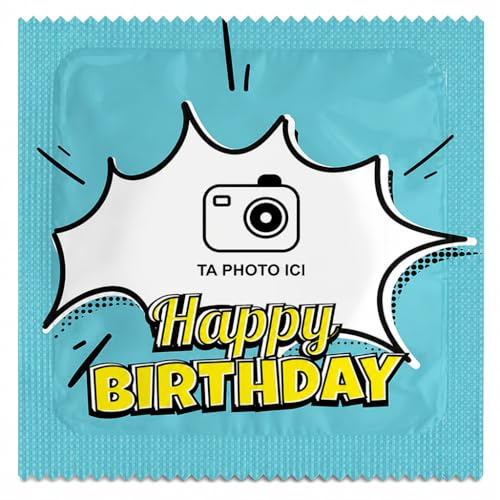 CALLVIN Happy Birthday | personalisierbare Kondome | 5 vorgefertigte Kondome | lustige und vollständige Personalisierung | lustige Geschenkidee | aus dünnem und strapazierfähigem Latex