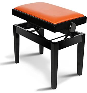 Verstellbare Klavierbank mit hydraulischem Hebebügel, 10 cm Höhe, 55 x 33 x 46 cm, 56 cm, Orange