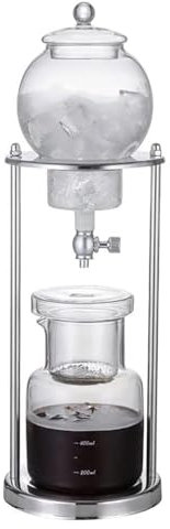 Ice Cold Brew Dripper Coffee Maker, 600ml Cold Brew Drip Tower, with Adjustable Valve, Stainless Steel Stand, DIY Ice Coffee Brew Tower