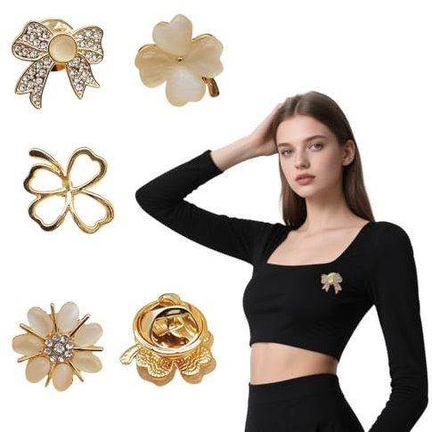 JEYORZY 5 Pièces Broche de ruban floral, broche de Vintage élégant et unique, pour robe blazer, accessoire de mode de mariage