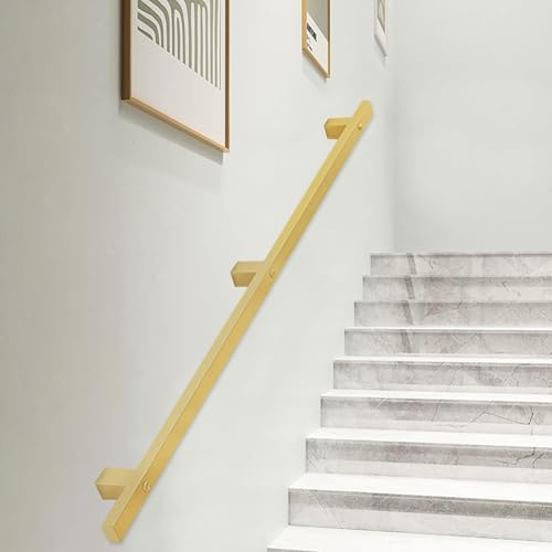 Corrimano per scale in oro per interni/esterni, balaustra in ferro battuto montata a parete, barra di sostegno antiscivolo per ringhiera di sicurezza del corridoio del loft di casa, tubo quadrato(350c