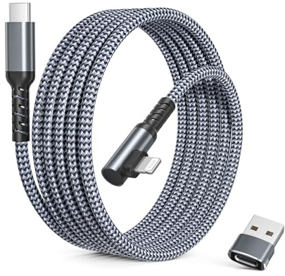 Elebase für iPad 9 Generation USBC zu Lightning Kabel 1M mit USB Adapter | 90 Grad Original Charging Kable Winkel Schnellladekabel für Auto,Apple 14 13 12 11 XS XR X 8 7 6 SE Pro Max,AirPods 2nd