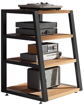 Generico Supporto multimediale AV Mensola angolare per Giradischi Mobile Stereo Rack Audio Torre Supporto per intrattenimento con Ripiani, Supporto TV angolare Mobiletto portaoggetti multimediale Sca