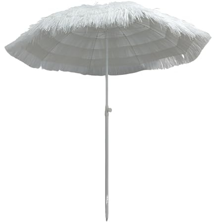 GUOGLZ Parasol Plage Hawaïen Inclinable, Parasol Exotique Paille Portable, Parasol De Jardin Pour Balcon Terrasse Plage Marché(White)