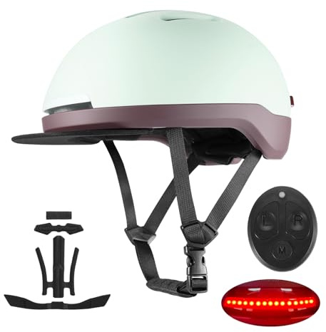 GROTTICO Urban-Smart Bike Helmet for Adult - Front & Rear LED Lights | Turn Signals Remote Control | Brake Warning Light | Removable Visor | Men Women Commuter Bicycle Helmet for E-Bike & Cycling