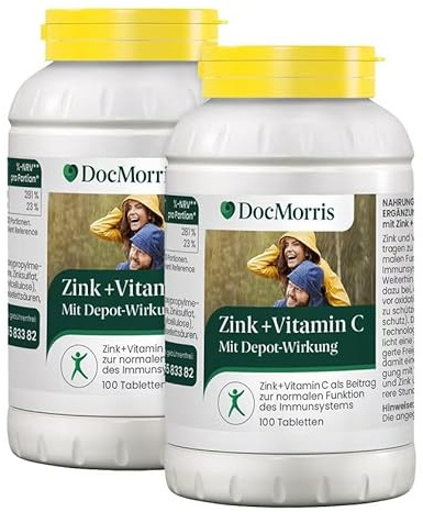 DocMorris Zink + Vitamin C Duo – 2 x 100 Depot-Tabletten – Mit Depot-Technologie – Für Immunsystem & Zellschutz – 200 Tage Versorgung - Nahrungsergänzungsmittel (2)