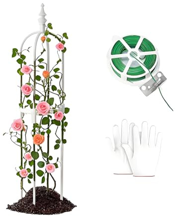 Obeliscos Rosas Enrejados Plantas Trepadoras 60cm 90cm 120cm 150cm 180cm Soportes Decorativos Jardín Columnas Arcos Rosales para Interior y Exterior(White,28x90cm)