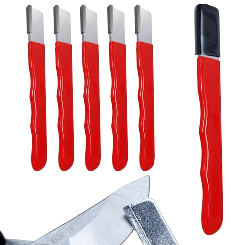 Messerschärfer, Schärfer für Gartengeräteklingen, Abziehsteine für Rasenmäher, Gartengeräte, Rasenmäher Messerschärfer Profi, Knife Sharpener für Axt, Machete, Heckenschere, Schere, Beil (rosa*5)