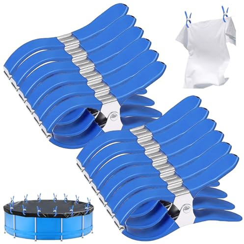 Jiavlyx 12 Pièces Métalliques pour Couverture de Piscine, Pinces de Fixation avec Feuille de Protection, Métal de Pinces à Couverture Résistantes, Clips de Fixation pour Bâche de Piscine