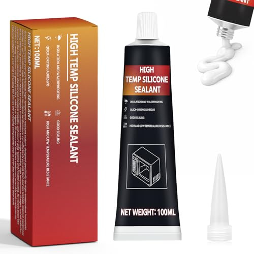 INNOVAYOU 100ml Bianco Colla Alte Temperature, Temperature 300 gradi Celsius, Impermeabile e resistente all'olio, Ideale per Porta Forno, Forno Microonde, Stufa, Camino