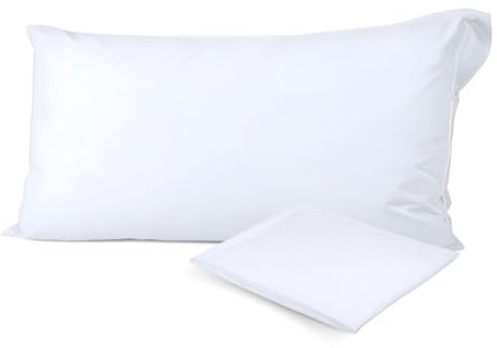 CASTUWORLD Funda de Almohada Impermeable, Antiacaros, 50% Algodon y 50% Poliester. Cremallera Lateral. Transpirable. Protectora Higienica Suave Lavable (105x50 cm)