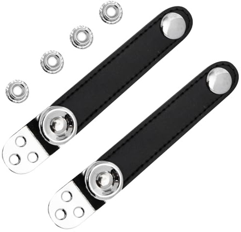 GOOHOCHY Set Fibbie a Mantice in Pelle e Metallo Per Fisarmonica, Cintura a Soffietto Doppia Nera 8,6 Cm, Accessorio Compatto e Leggero Per Musicisti e Appassionati