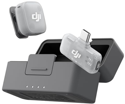 DJI Mic Mini 2 (1 TX + 1 RX mobile + Custodia di ricarica), microfono wireless lavalier professionale per iPhone e Android/tablet/PC, video social, plug-and-play, ultraleggero, vlog, live streaming