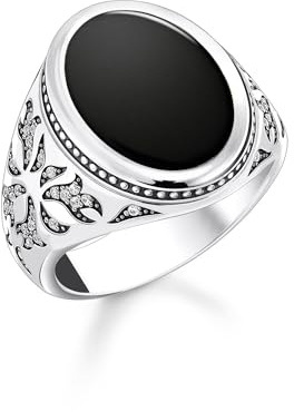 THOMAS SABO Siegelring mit schwarzem Onyx Silber geschwärzt 925 Sterlingsilber, Geschwärzt