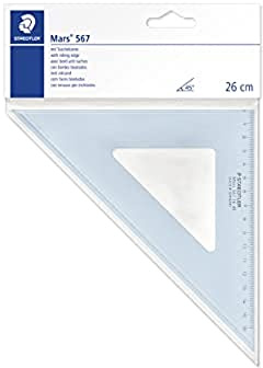 STAEDTLER 567 26-45 Zeichendreieck (26cm, 45/45) | Geodreieck, blautransparent mit Tuschekante – Skalierung ab Anlegekante – Art.-Nr. 567 26-45