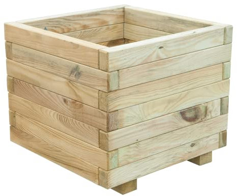 Jardiniere bac a fleurs carre bois autoclave 50x35x50cm