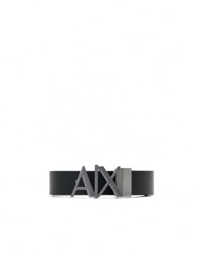 Armani Exchange Herren Everyday Logo Belt Gürtel, Schwarz, 40