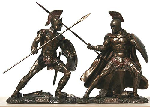 Aquiles vs Hector Batalla de Troy Guerrero Figura Escultura Figura Acabado Bronce