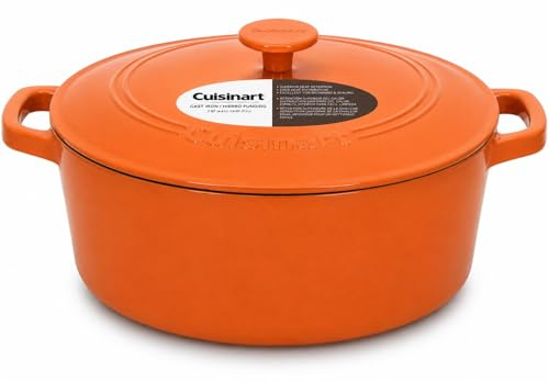 Cuisinart Chef's Classic Enameled Cast Iron Round Covered Casserole (Terracotta Orange, 7- Quart)