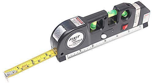 Línea portátil láser multiuso, nivel láser autonivelante, línea vertical, láser rojo más brillante, 4 en 1, nivel láser infrarrojo, cinta láser de línea cruzada con cinta métrica de 2,5 m (incluye