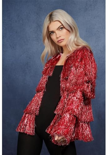 Smiffys Damen Fever Tinsel Festival Jacket Fever Lametta Festival Jacke