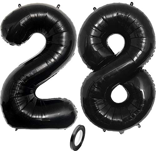 Jurxy Geburtstag Folienballon Helium Folie Luftballons Schwarz Anzahl Luftballons Zahl für Geburtstag Jubiläum 40 Zoll - Schwarz 28