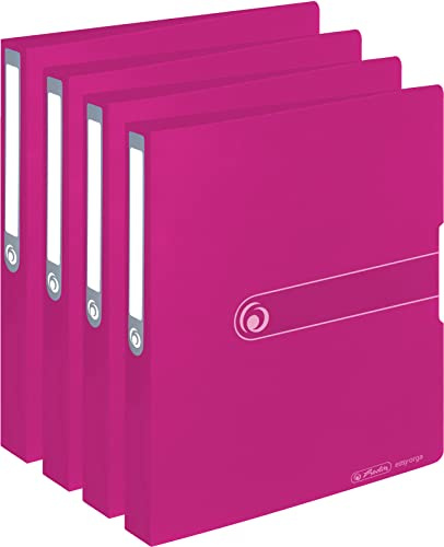 Herlitz Ringbuch A4 (PP, 2-Ring-Kombi-Mechanik, 3,8 cm Rücken, 25 mm Füllhöhe) 4er Set, opak beere