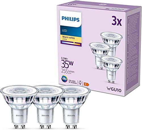 Philips LED Lampe ersetzt 35W, GU10 Reflektor, warmweißes Licht (2700K), 255 Lumen, 3er Pack