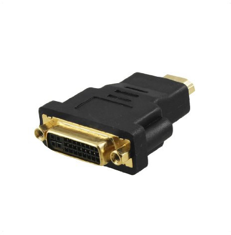 Ruilogod DVI-I 24 + 5 mujeres a HDMI 19 pines macho Conector de audio Adaptador Negro