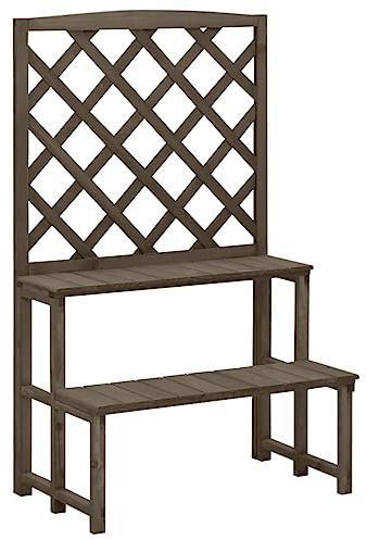 vidaXL Pflanzenständer und Rankgitter 70x42x115cm Tannenholz grau