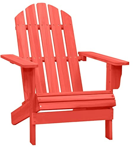 homiuse Adirondack-Gartenstuhl Rot 69,5x86,5x89,5 cm Adirondack Chair Adirondack Stuhl Holz GartenmöBel Loungesessel Armlehnstuhl Gartenstuhl Gartensessel Holz Massivholz Tanne