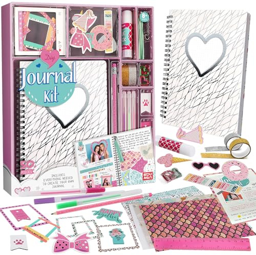 EDUMAN Kit de Diario de Bricolaje, suministros para álbumes de recortes y diarios, Manualidades Niñas 6 7 8 9 10 Años, regalos para niñas de 6 a 14 años (blanco)