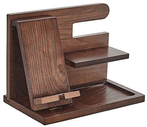 THREMA Docking Station per Telefono in Legno, Organizer per comodini in Frassino da 2,9 libbre, Regali di Anniversario per Uomini, Marito e Moglie