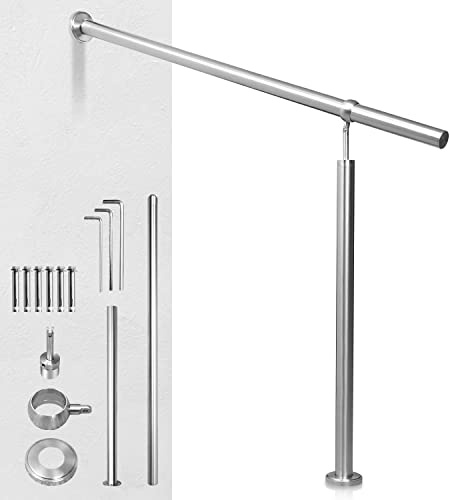 Herrselsam Edelstahl Eingangsgeländer Handlauf, Geländer Seitliche Montage Winkel Einstellbar Wandhandlauf, Treppengeländer Handlauf für Treppen Wandhandlauf Außen Innen Treppenhaus - 150cm