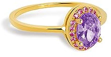 SINGULARU - Anillo Grape Colors. Plata de Ley 925 con Acabado Baño en Oro de 18 Kt y Circonitas de Colores. Talla 18