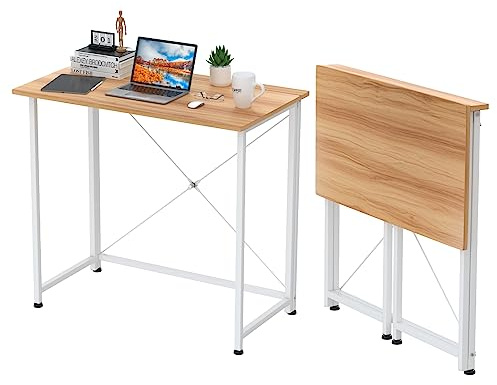 Lvhecforhm Scrivania Pieghevole, Marrone Tavolo Pieghevole da Tavolo, Tavolo da Scrivania Pieghevole per Computer, Ufficio Salvaspazio, Richiudibile Cameretta, Tavolo da Lavoro