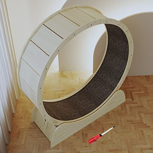 Katzenlaufrad Indoor-Katzenlaufband-Übungsrad, hölzernes Katzenlaufrad, Haustierkatzenspielzeug im Hamsterradstil mit Zubehör, leises Katzenriesenrad (Größe: 100 cm/39,4 Zoll)