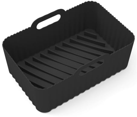 Air Fryer Silicone Pot Food Safe Air Fryers Oven Accessories 3 Color Reusable Air Fryers Baking Oven Non Stick Tray Air Fryer Silicone Pot Liners Rectangle Oven Baking Tray for Cooking Fryer Liners
