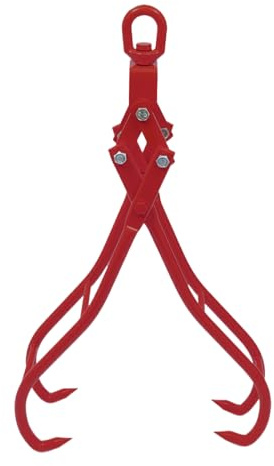 Log Lifting Tongs, 36 inch 4 Claw Log Grapple Large Steel Timber Log Grapple Skidding Tongs Lumber Skidding Tongs Logging Grabber Lumber Skidding Tongs for Truck, ATV, Tractor and Skidder (RED)